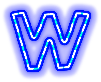 a neon blue letter w on transparent background png