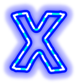 a neon blue letter x on a transparent background png