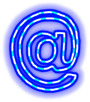 blue neon at sign on transparent background png