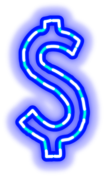 a neon dollar sign on transparent background png