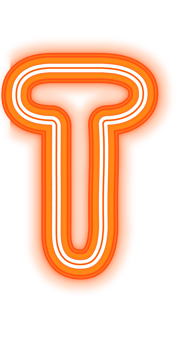 Neon Orange Alphabet Letter T png