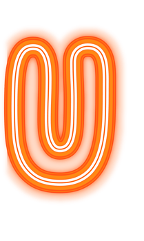 Neon Orange Alphabet Letter U png