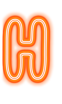 Neon Orange Letter H png