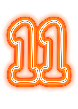 Neon Orange Number 11 png
