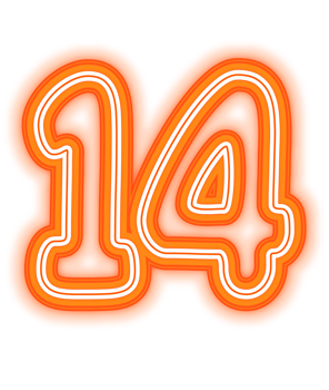 Neon Orange Number 14 png