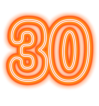 Neon Orange Number 30 png