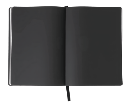 Black notebook isolated on a transparent background png