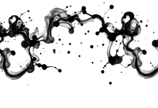 Black ink splashes isolated on transparent background png