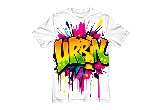 T-shirt mockup with colorful ink splashes png