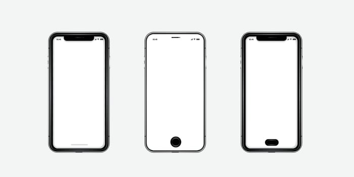 Mobile Phone Front Desert Titanium mockup with white blank screen isolated on light background. vector