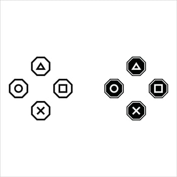 playstation cross, triangle, square, circle design game symbol icon on white background. vector