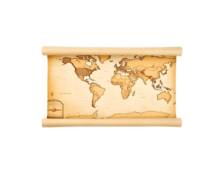 Map of the world on a shelf isolated on transparent background png