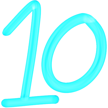 Blue Neon Number 10 png