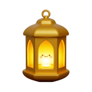 A golden lantern with a light inside png