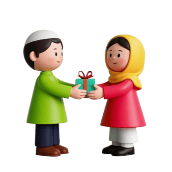 3D Muslim People Giving Gift Icon png