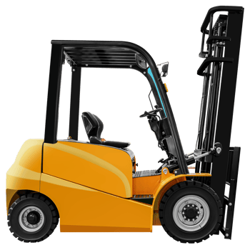 Side view yellow electric forklift. png