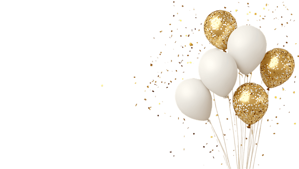 Gold white balloons transparent png