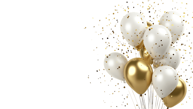 Gold white balloons transparent background png
