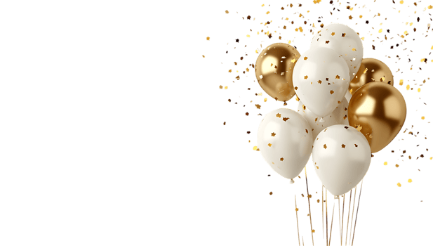 Gold white balloons png