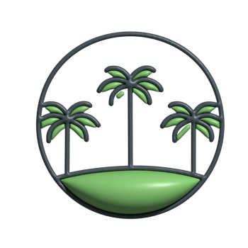 3D Tropical Island Emoji Palm Trees and Nature Landscape png