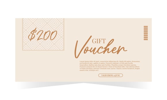 Gift voucher template in beige colors. Elegant minimal design. Sale, promotion, certificate. illustration for fashion, spa, wellness, healthcare vector