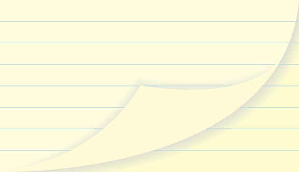 illustration of a stack of lined writing paper, curved corners at the bottom, documents, notes or stationery. vector