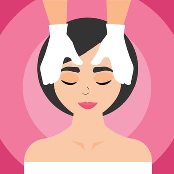 A woman getting a facial massage vector