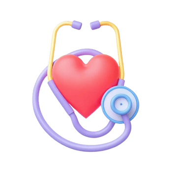 Colorful stethoscope with a heart symbol representing care. png