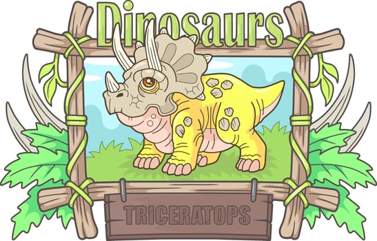 cute prehistoric dinosaur triceratops, illustration design vector