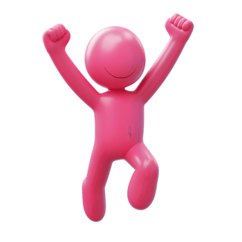 A pink character jumping up in the air png