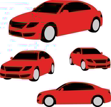 four red cars on a white background vector
