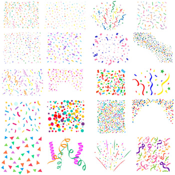 Set of multicolored confetti and ribbons. illustration. vector