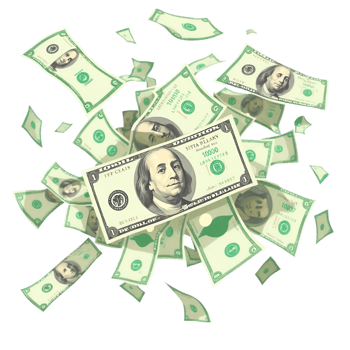 Dispersed Money, Dollar Bills in Air, Economic Wealth png