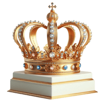 Luxurious Royal Crown on a Golden Base png