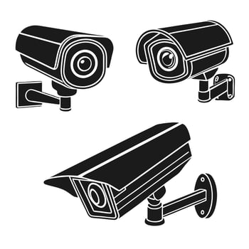 Set of Simple CCTV Camera Icons for Security vector