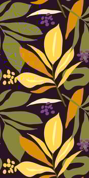 Tropical foliage seamless textile pattern with leaves and berries design vector