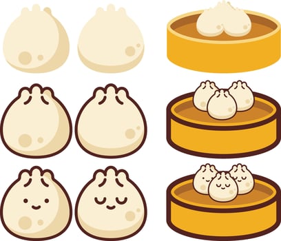 Asian food illustration of buns vector