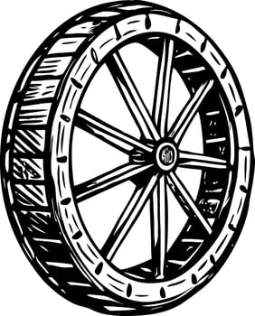 Vintage illustration depicting old wheel vector