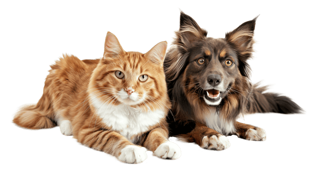Cheerful Cat and Dog Duo on Transparent Background png