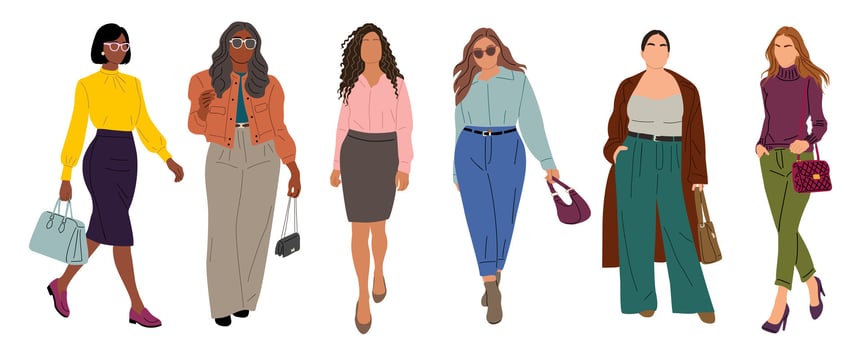 Diverse Business women walking down a street vector