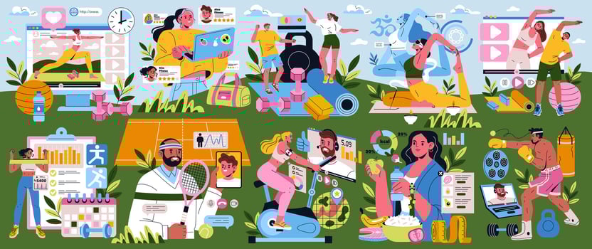 Remote Personal Training. Flat Illustration vector