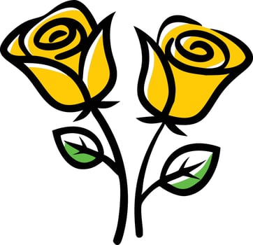 Vibrant yellow roses icon logo mascot vector