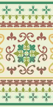 Beautiful Multi Color Silk Weaves Brown Stripe Detailed Hand Drawn Decoration Grand Baroque Border Pattern. Luxury Fleur de lis Elaborate Design Lace Rim Stripe Attire Textiles Fabrics Apparel Ceramic vector