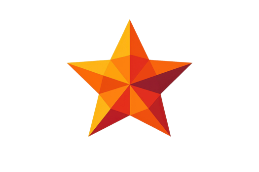Geometric star shape in vibrant orange and red colors, showcasing modern design. This striking star can be used for various creative projects png