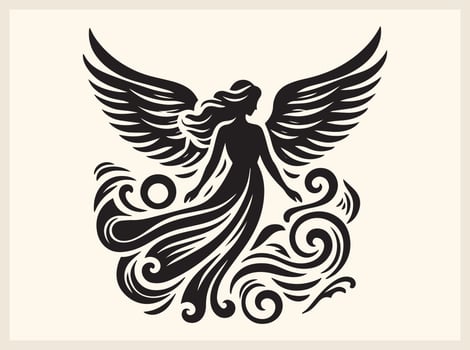 Enchanting Angel Silhouette in a Peaceful Flight vector