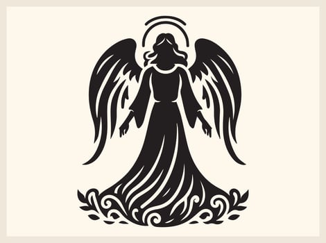 Beautiful Angel Silhouette in a Graceful Pose vector