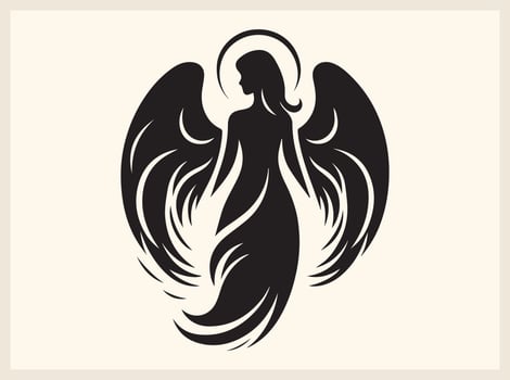 Majestic Angel Silhouette Floating in the Sky vector