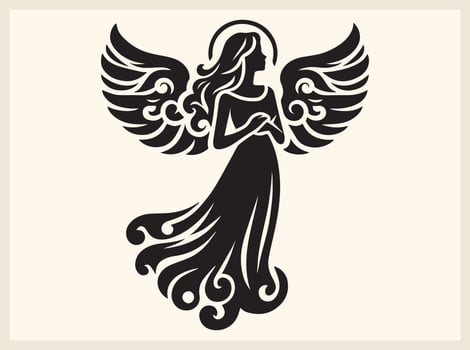 Angel Silhouette in Prayer with Folded Hands vector