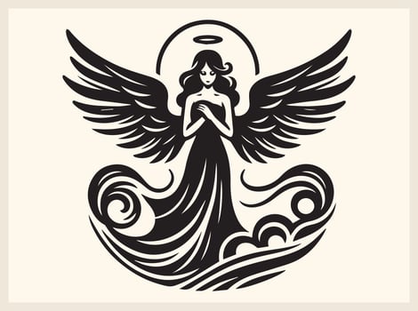 Mystical Angel Silhouette for Religious Artwork vector