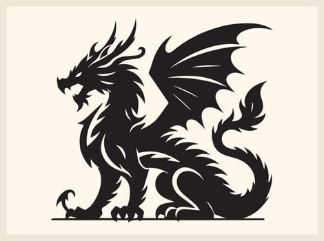 Asian Dragon Silhouette with Long Body vector